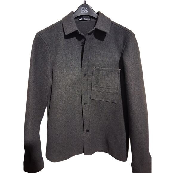 Zara Mens size Small Wool Feel Preppy Casual Career Button Up Outwear Shacket - Picture 5 of 10